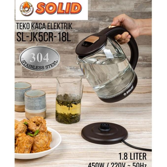 BAYAR DITEMPAT SOLID JUG TEKO / CERET / KETTLE KACA ELEKTRIK STAINLESS STEEL 1.8 LTR /PERALATAN MASA