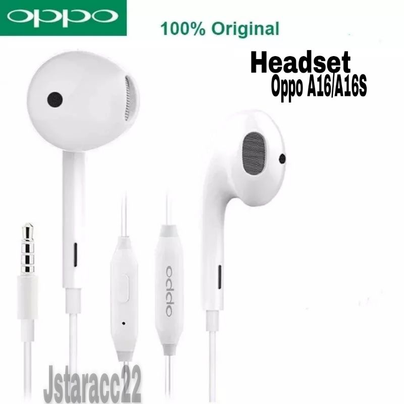 ERAPHONE HEADSET ORIGINAL 100% OPPO A16/A16S HANDSFREE JACK 3.5MM PURE BASS ORI