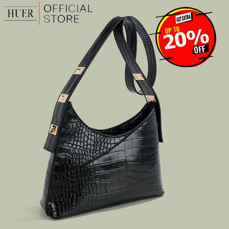HUER ~ Mirela Croc Embossed Hobo Bag 9536-289