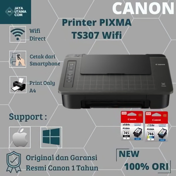 Printer Canon TS307 – Wireless, Print from Smartphone, Garansi Resmi – Original