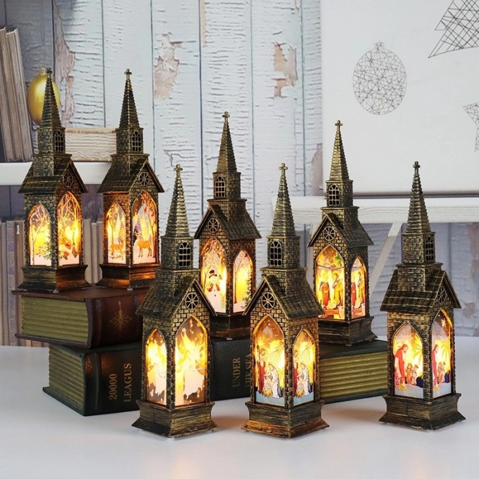 GROSIR LAMPU NATAL LED PORTABLE KUBAH GEREJA KADO SOUVENIR NATAL MURAH