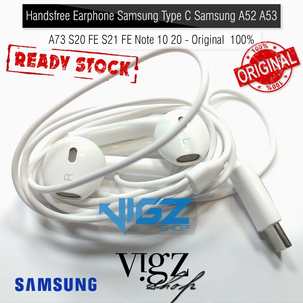 Handsfree Earphone Samsung Type C Samsung Galaxy A33 / A53 / A54 / A73 / S20 FE / S21 FE / Note10 / Note20 / Note 10+ / Note 10 Lite / S10 Lite Type C Original