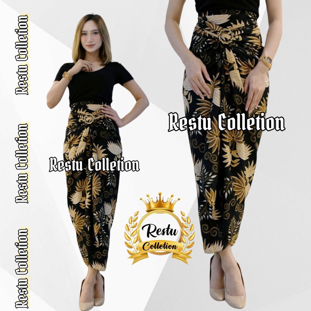 Rok Lilit Warp Skirt Serut Songket Jumputan Batik Panjang Wanita Bawahan Kebaya Kondangan Nikahan Wisuda Modern Tunangan Cewek Bahan Sutra HQ Premium All Size Motif Aurel Hijau Bestseller