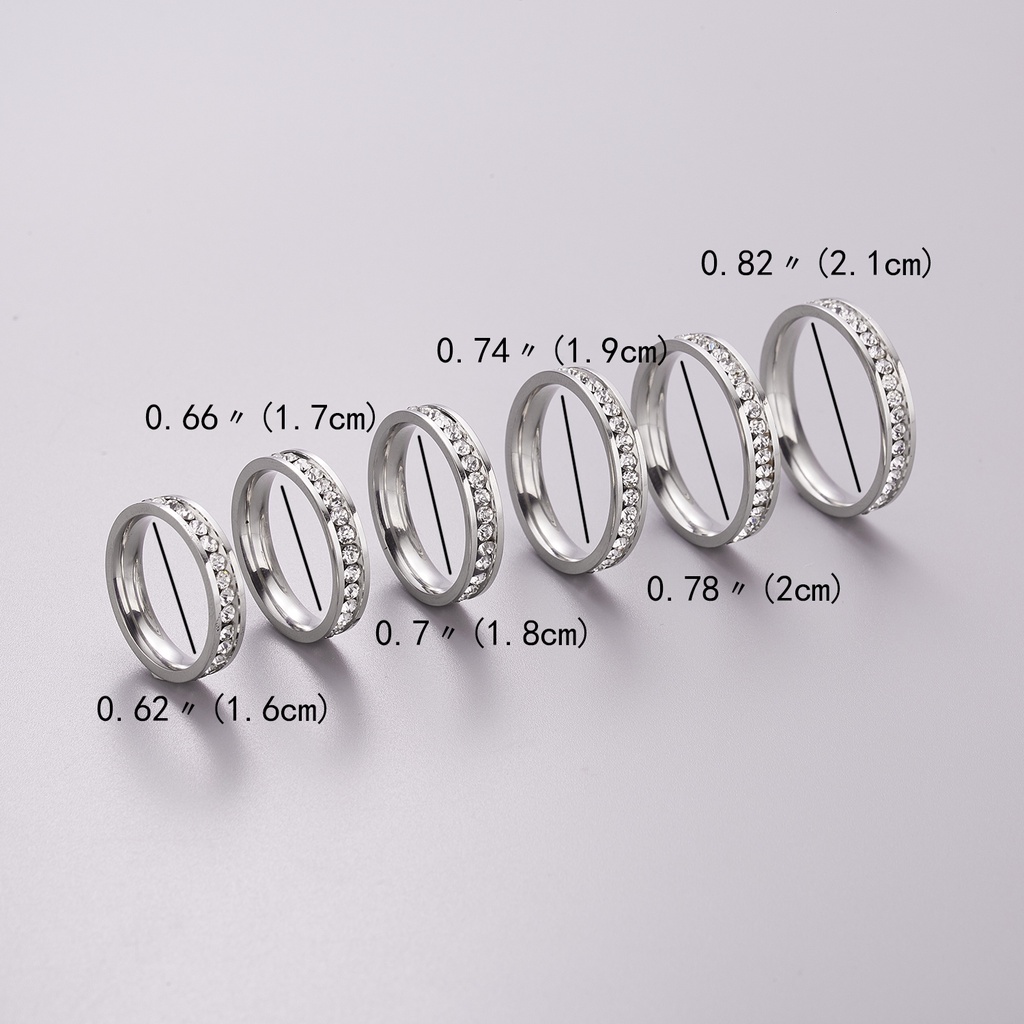 Cincin Berlian Bahan stainless steel Warna silver Untuk Wanita