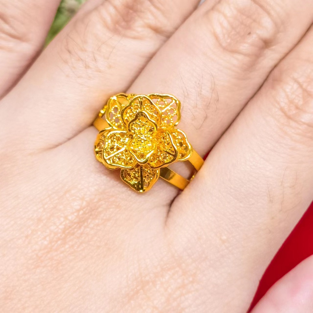 Cincin kendari Hulur keluar Membuka Xuping Perhiasan Lapis Emas 24k Gold Bunga Terbaru Cantik Perhiasan