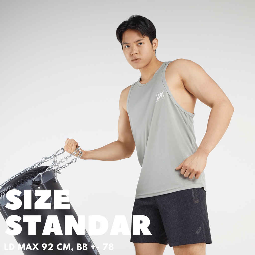 DONSON Sportswear Simple Low Cut T-back Singlet Dalaman Tanktop Olahraga Kasual Extra Fine Polyester Grey Jumbo