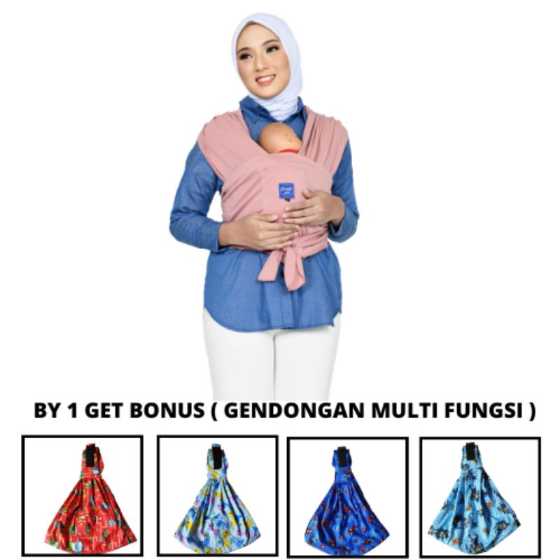 Gendongan M Shape Baby Wrap Depan Samping 3 in 1 Instan Premium