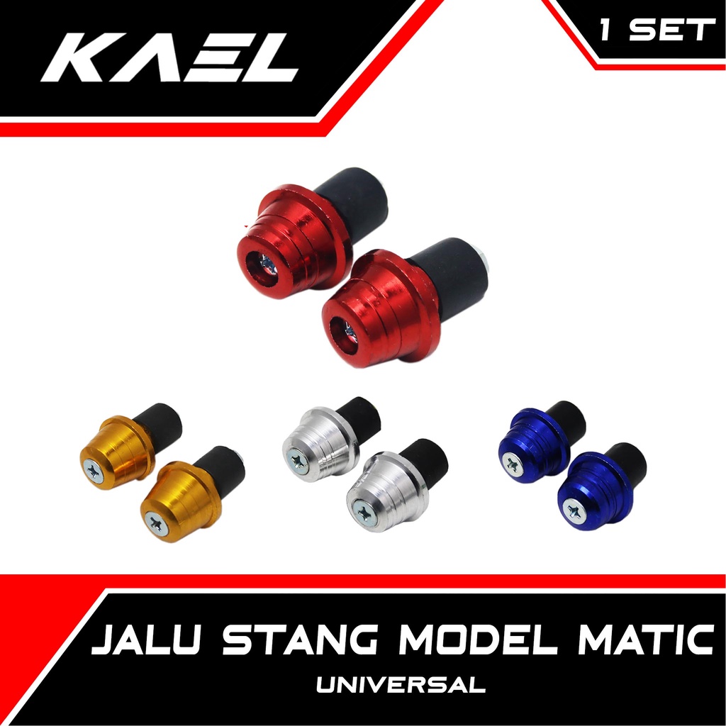 Jalu Stang Model Matic Motor Universal Warna Bandul-Tutup-Penutup Ujung Setang Merah-Silver-Biru-Emas-Gold Bebek-Matic Beat Carbu-F1-Pop-eSP-Street/Vario 110-125-150 Old-New LED/Scoopy/Spacy/Mio Sporty-M3-Z-S/Soul GT/X-Ride/Nouvo/Supra-X-125-Fit/Blade