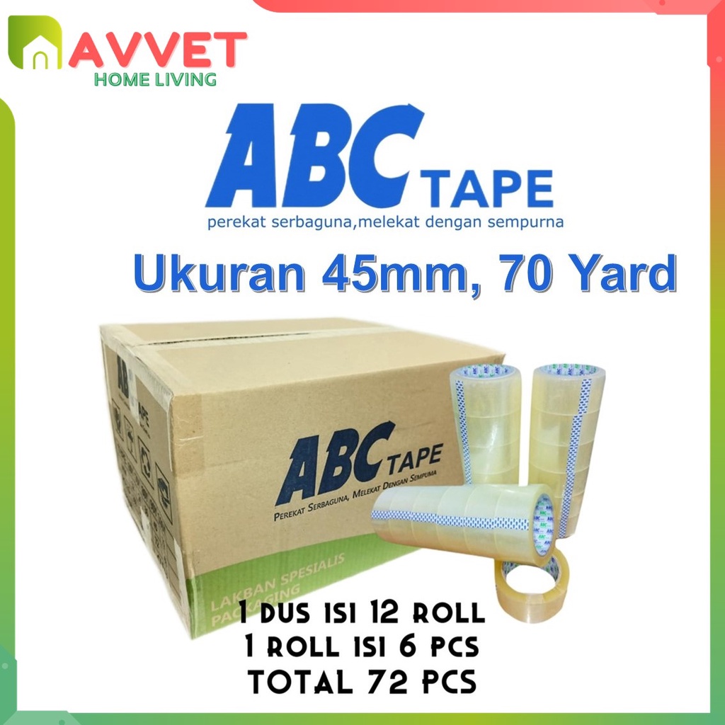 AVVET Lakban Bening 45MM Merk ABC TAPE Lakban Coklat Murah Import