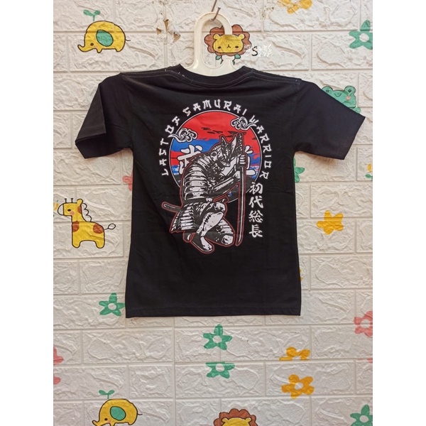 KAOS BAJU ANAK USIA 5-8 TAHUN WARNA HITAM SABLON BELKANG SAMURAI LAST NIGHT