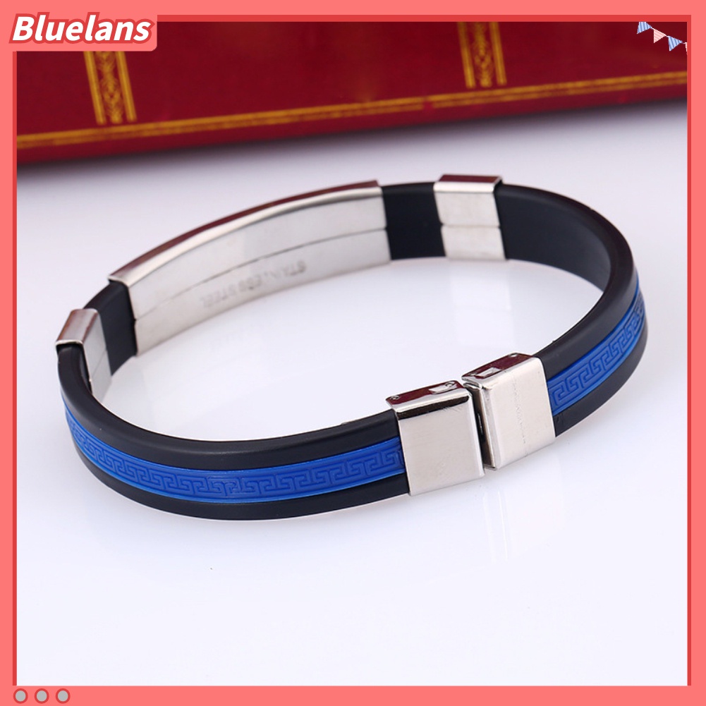 Bluelans Gelang Bangle Adjustable Bahan Silikon Untuk Pria