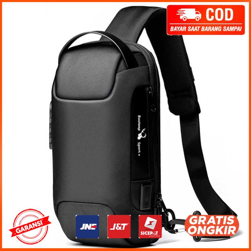 Tas Selempang Code Lock with USB Charger Port SP050