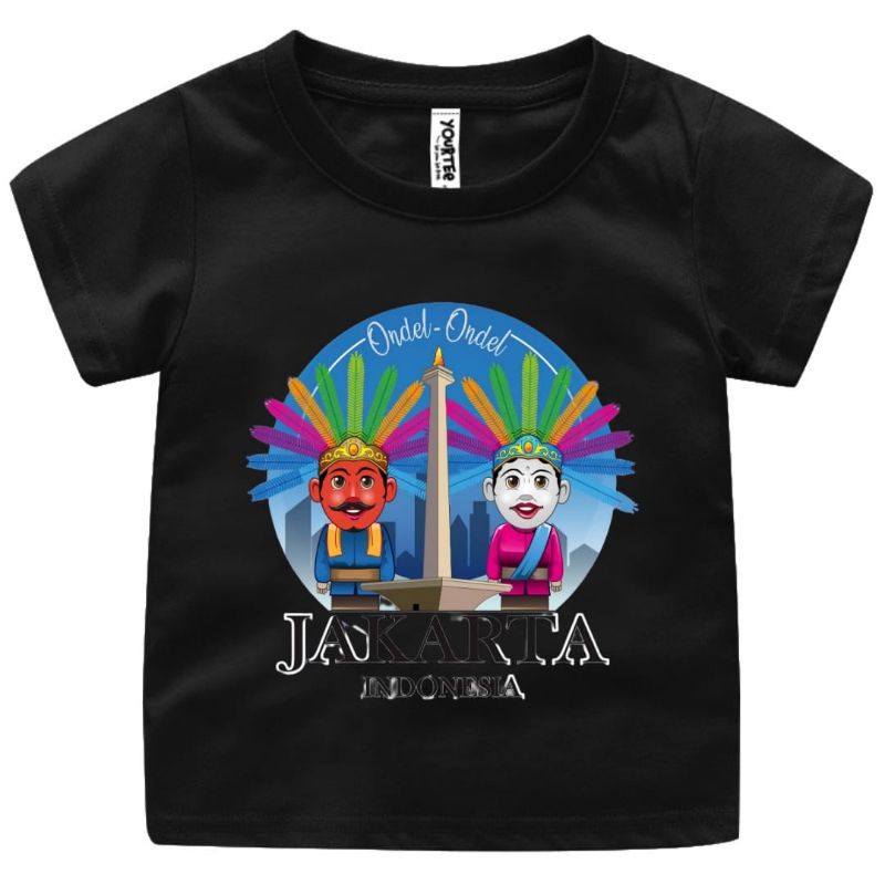 BAJU KAOS ANAK CEWEK/COWOK 1-12 TAHUN MOTIF ONDEL-ONDEL JAKARTA.