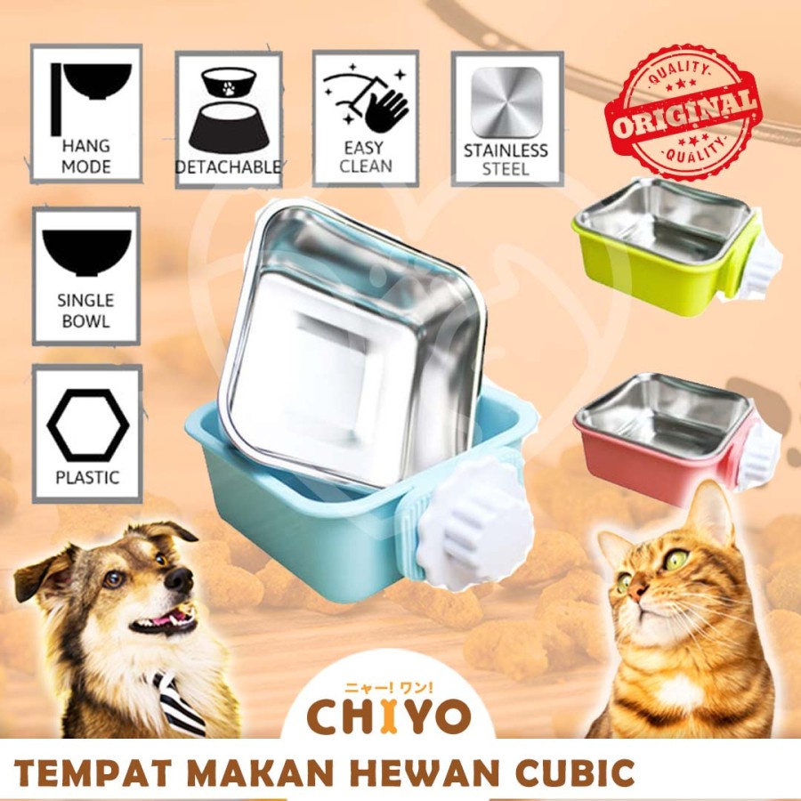 TEMPAT MAKAN GANTUNG HEWAN UBOWL CUBIC &amp; HANGER [ DOG CAT BOWL ]