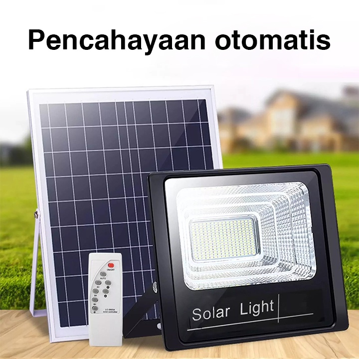 BELILCD Lampu Tenaga Surya LED Lampu Solar Outdoor Spotlight Flood Light Street Lamp with Remote IP67 Tahan air