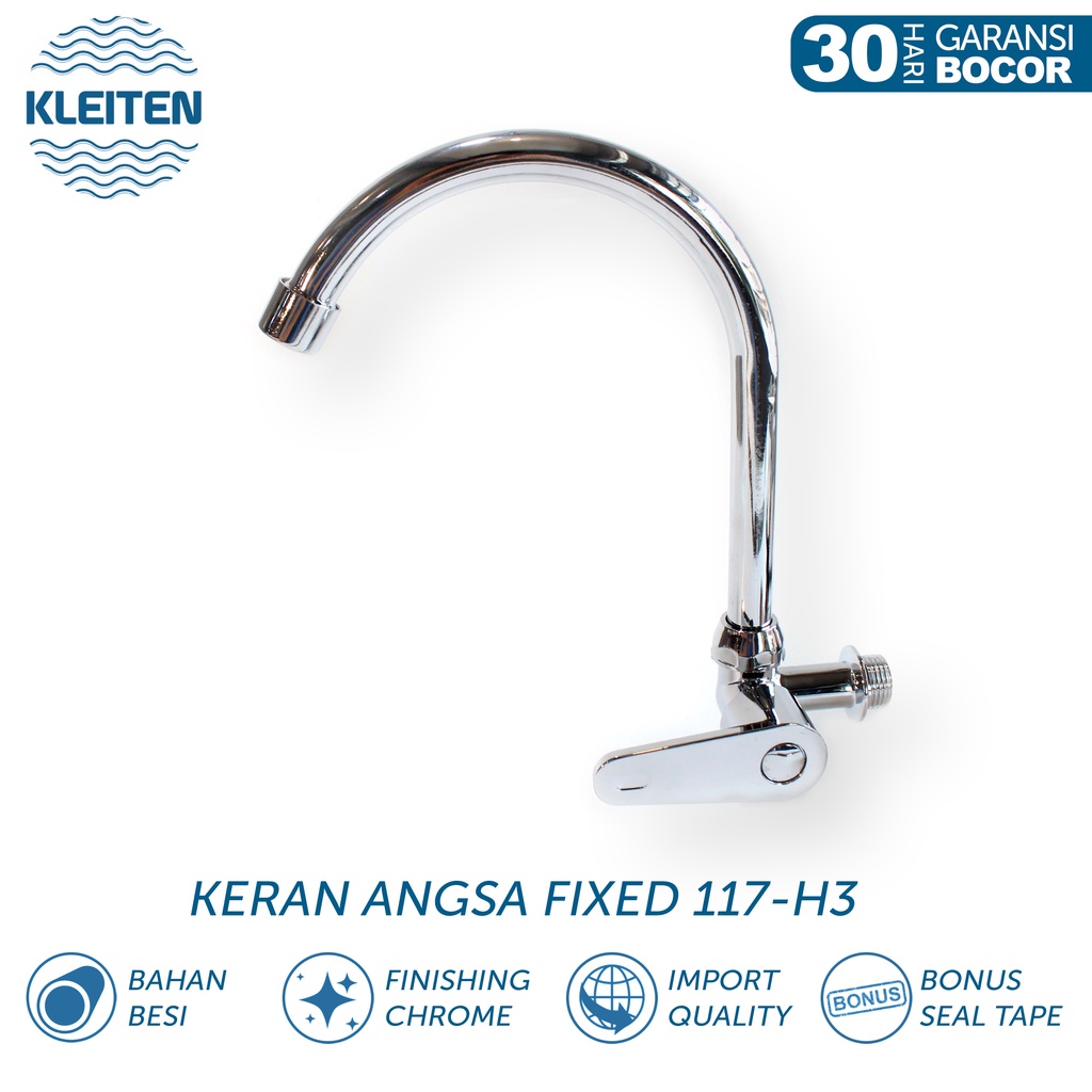 KLEITEN Kran Angsa Krom Murah Keran Dapur Cuci Piring Keran Sink Kran Tembok Bebek Keran Air Dapur