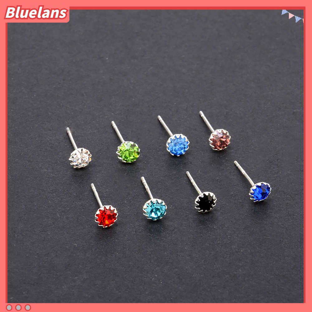 20 Pasang Anting Stud Berlian Imitasi Warna Campur Ukuran 2mm Untuk Wanita
