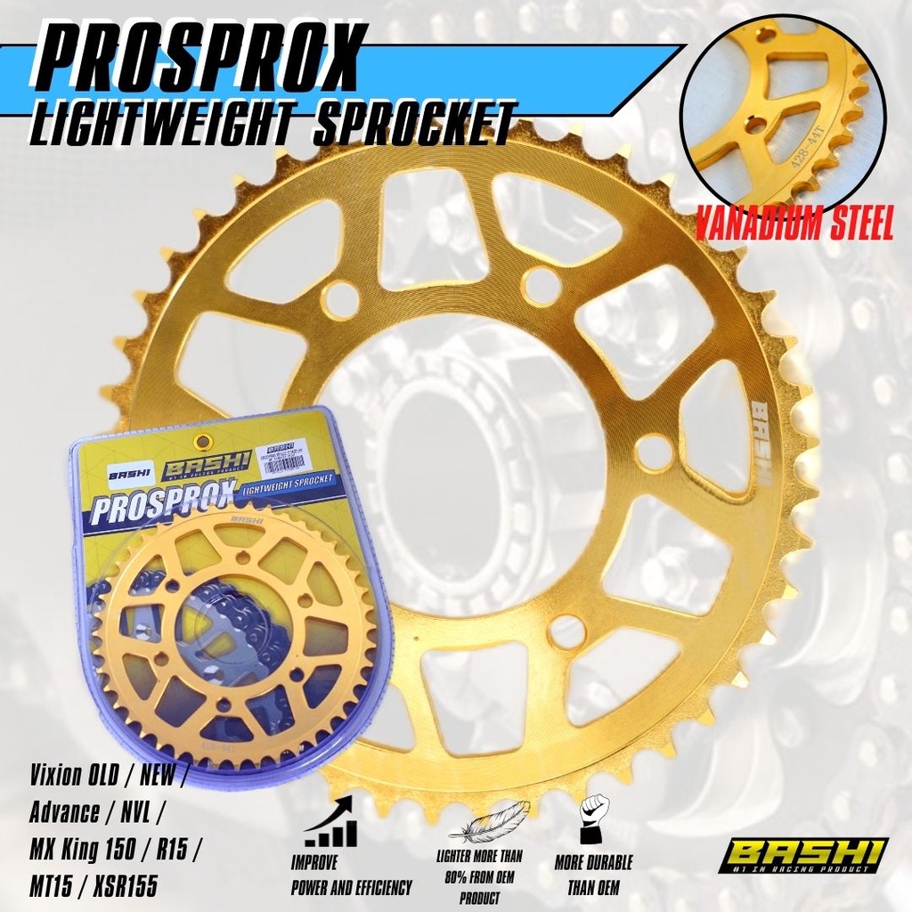 Gear belakang 428H yamaha vixion old new R15 R25 mxking nvl BASHI PROSPROX lighweight rear sprocket racing ringan