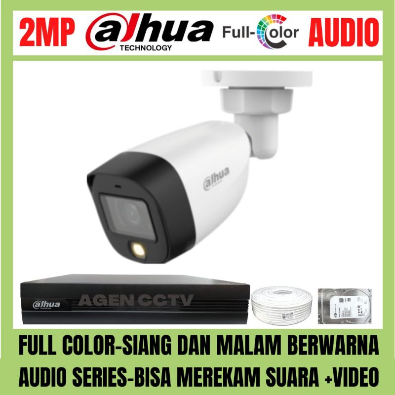 PAKET CCTV DAHUA FULL COLOR 2MP 4 CHANNEL 1 KAMERA AUDIO COLORVU