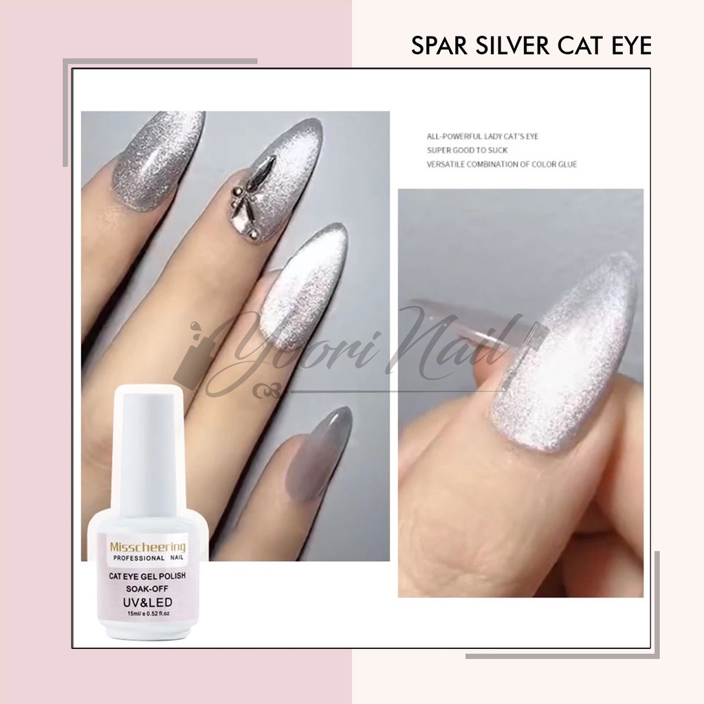 Spar cat eye silver gel 15ml misscheering gel kutek cateye gel polish nail art nailart