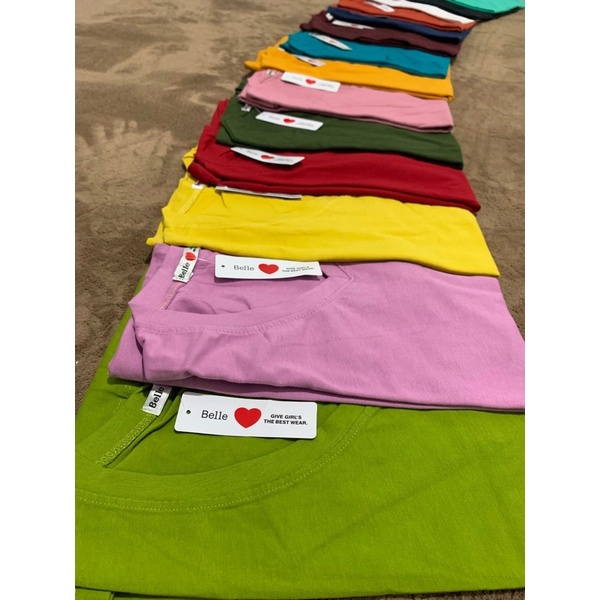 Kaos polos belle ori 100% lengan panjang V neck uk L XL XXL