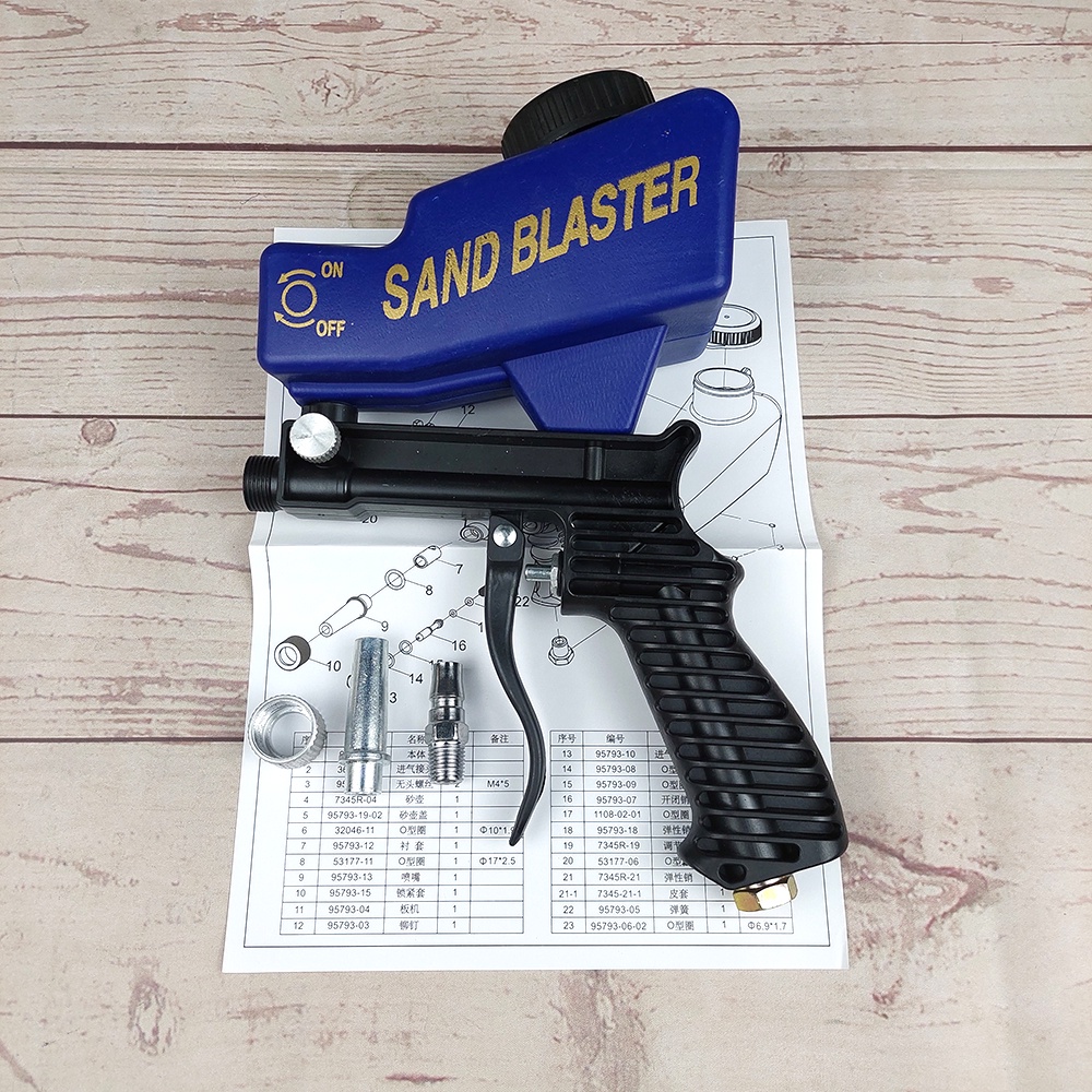 JOUSTMAX Sand Blaster Gravity Pneumatic Gun Penghilang Karat 90 PSI - AS118-2 - Blue