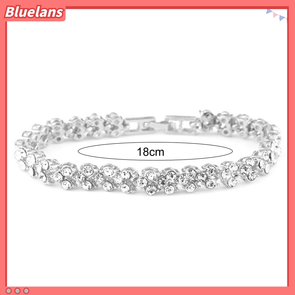 Bluelans Gelang Bentuk Hati Bahan Alloy Aksen Berlian Imitasi Untuk Pengantin