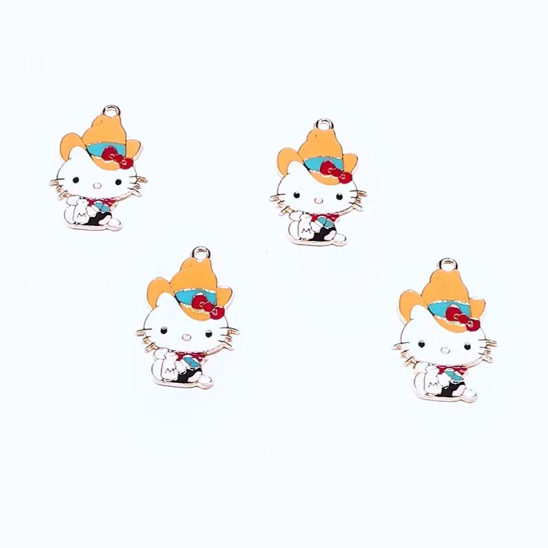 4 Pcs Liontin Enamel Bentuk Kucing Anjing Campuran Untuk Membuat Perhiasan Kalung Anting