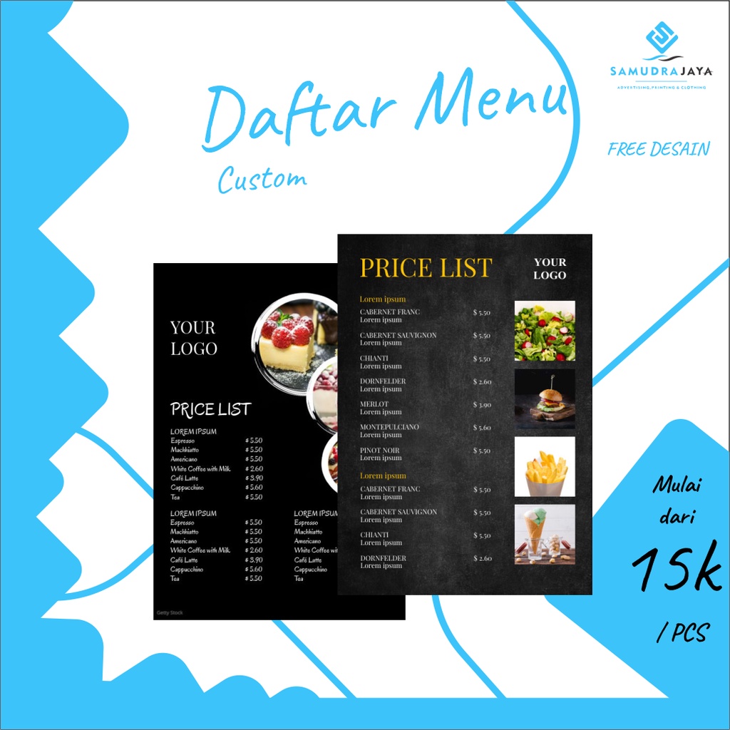 

DAFTAR MENU MAKANAN DAN MINUMAN CUSTOM A4