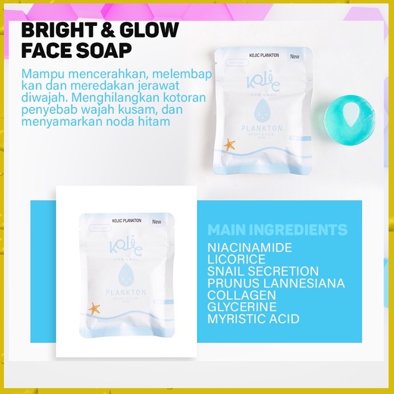 Bright &amp; Glow Face Soap by Kojic Plankton 40gr BPOM