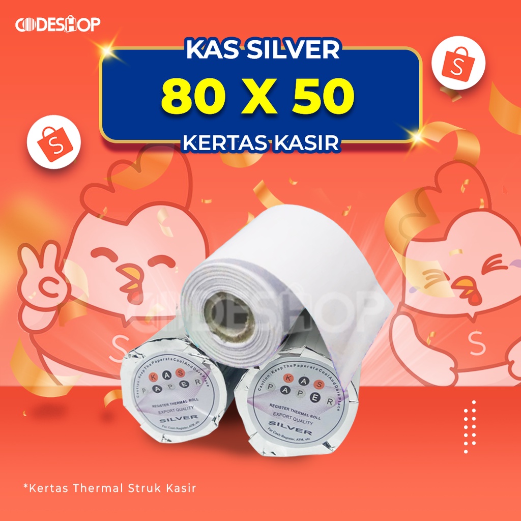 

THERMAL PAPER 80 X 50 CM MURAH BAGUS MERK KAS SILVER | KERTAS STRUK KASIR