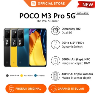 POCO M3 Pro 5G (4GB+64GB) Dimensity 700 48MP AI Triple Kamera Layar 90Hz 6.5� FHD+ 5000mAh NFC