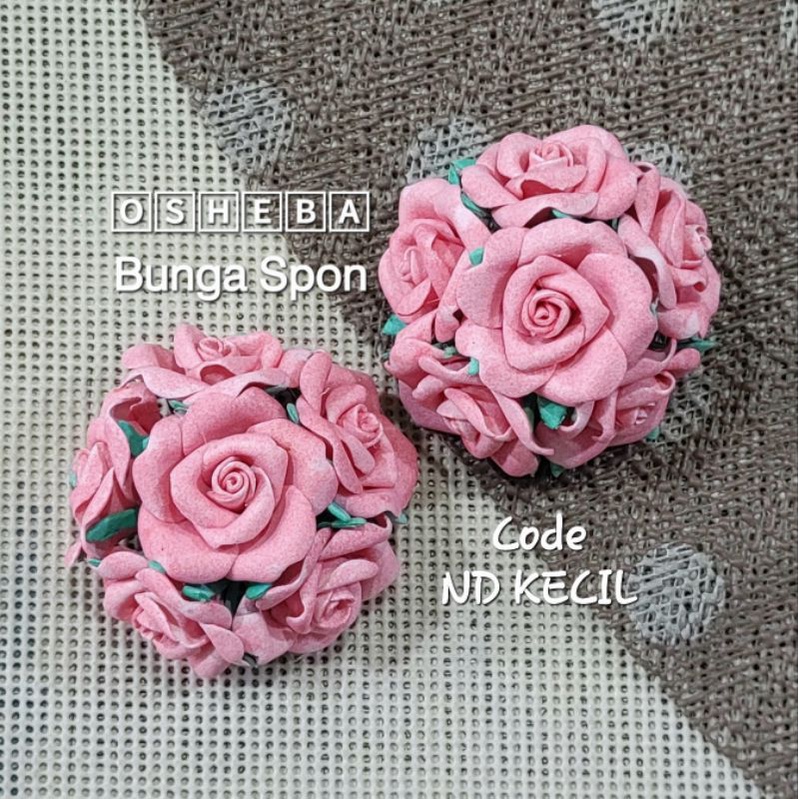 osheba bunga spon nd kecil warna dusty pink tua