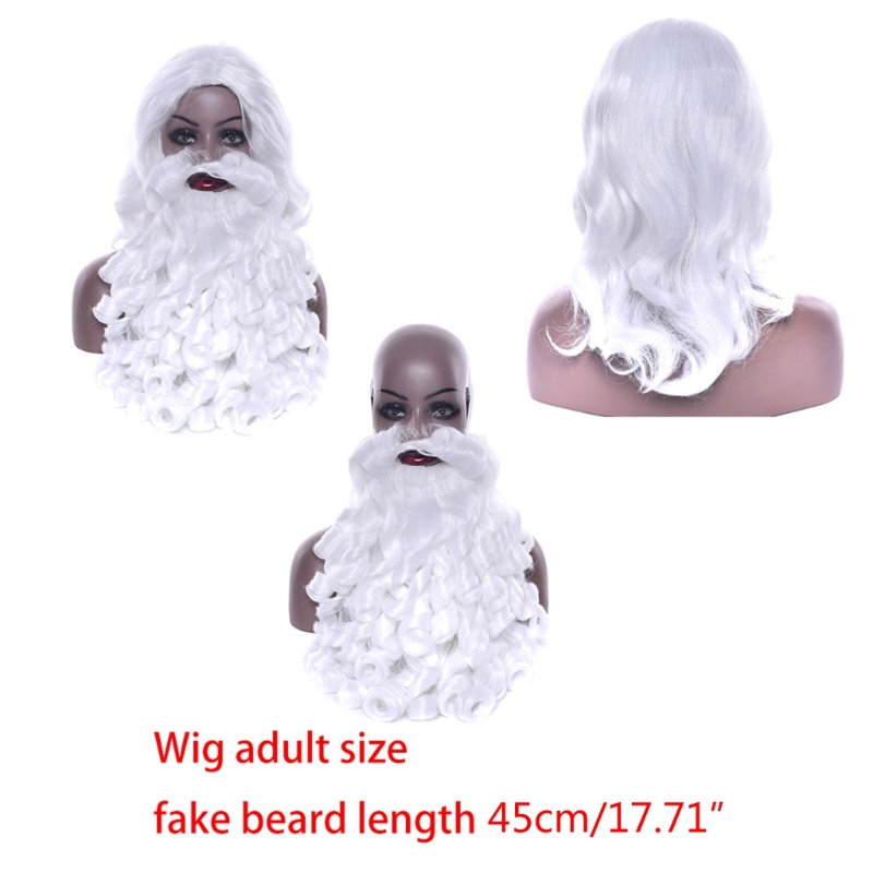 Rambut Palsu Cosplay Santa Claus Dengan Jenggot Pendek Bahan Sintetis Warna Putih Untuk Pria Dan Wanita