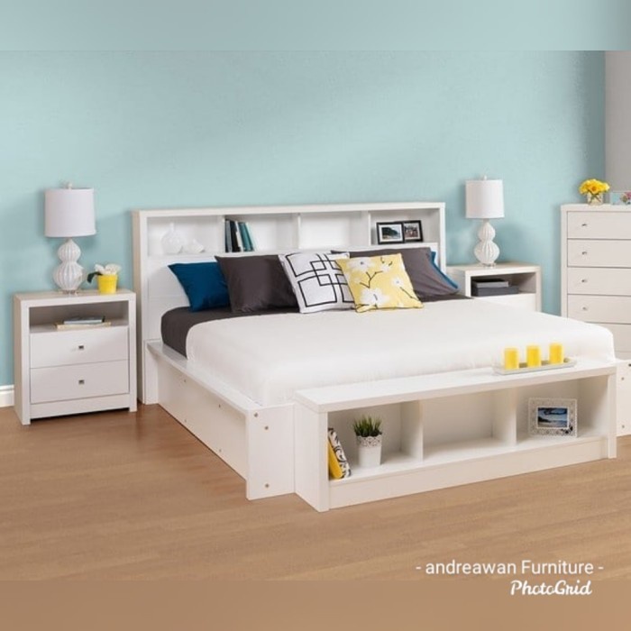 Dipan Jati Minimalis Cat Duco Putih Rngka Tempat Tidur terkuat Kayu Jati