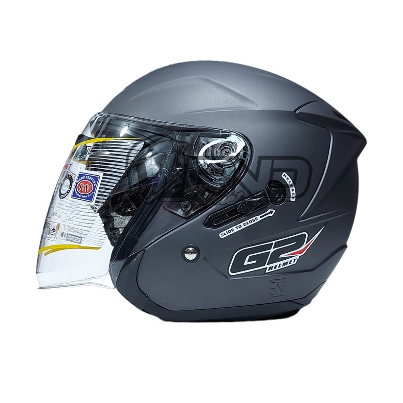 Helm G2 OPTIMAX Solid Gunmet Doff Paket Ganteng Double Visor Half Face Model INK DYNAMIC