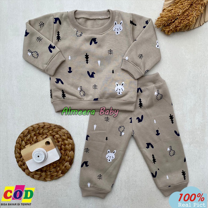 Setelan Baju Bayi Setelan Sweater Bayi Celana Jogger Bayi Usia 3-12 Bulan Almeera Baby and Kids