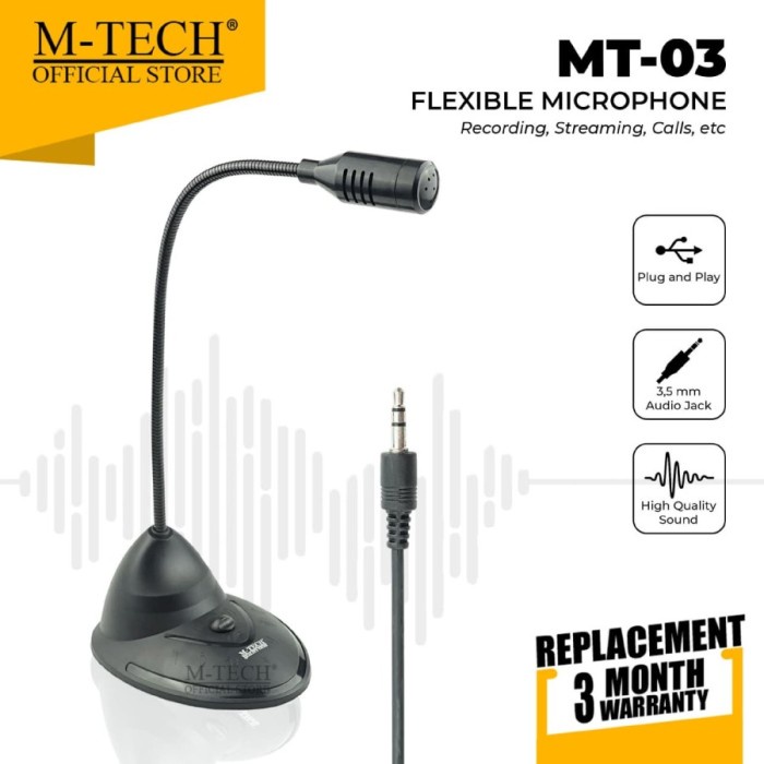 M-Tech Original Mic Microphone MT-03 Stand Jack 3.5mm