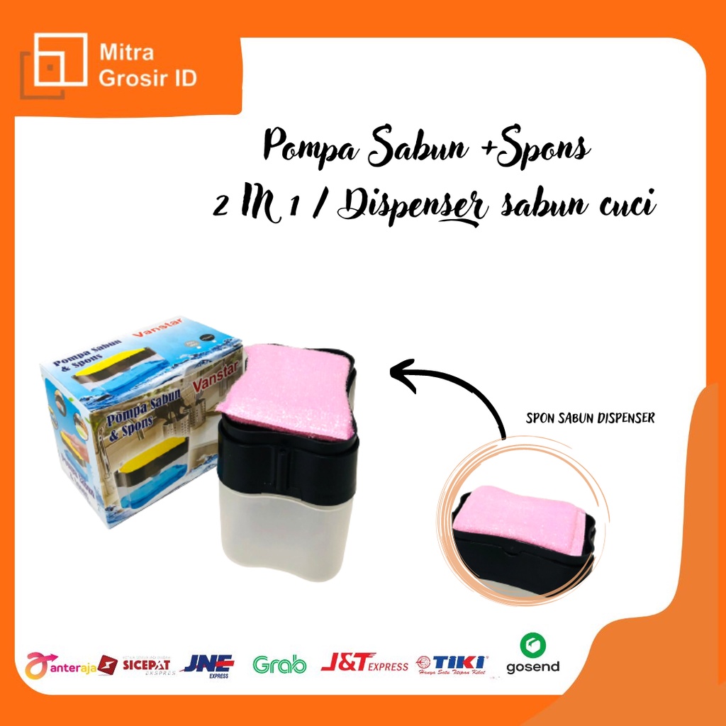 Pompa Sabun + Spons 2 IN 1 / Dispenser Sabun Cuci Piring VANSTAR