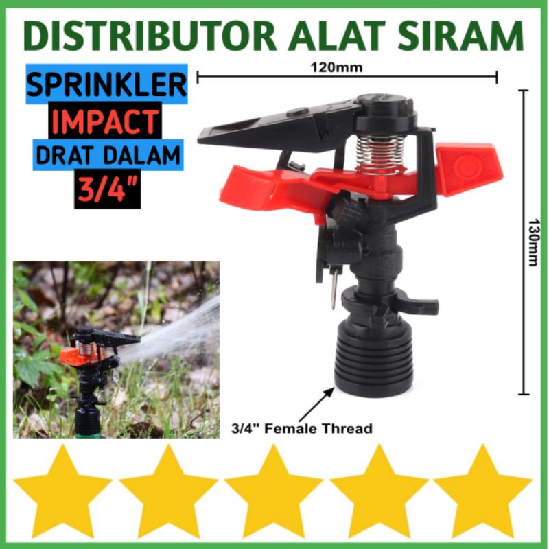 SPRINKLER IMPACT 3/4 INCH / NOZZLE SPRINGKLER IMPULSE ROTARY 360 DEGREE ALAT SIRAM TAMAN KEBUN SAWIT