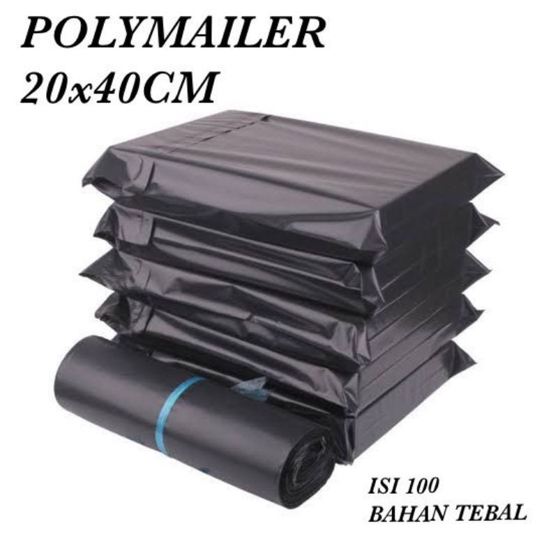 Plastik Polymailer Hitam LDPE [20x40] isi 100 - Bungkus Plastik Packing Online