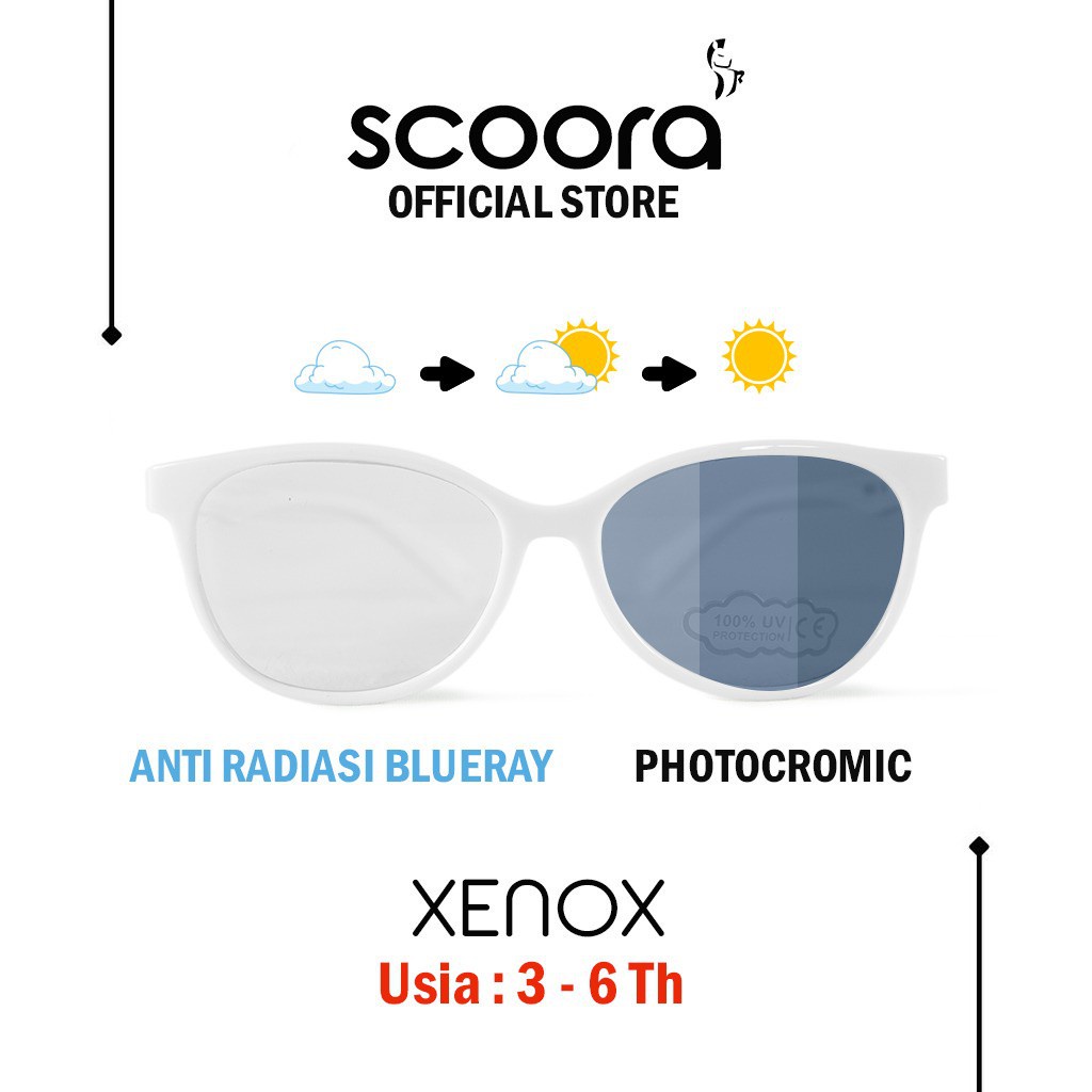 Scoora Xenox Suglasses (anak 3-6 th) (7 tahun - dewasa 25 tahun)  / Kacamata Anak anti radiasi dan Sinar UV/ kacamata