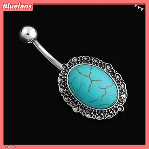 Bluelans Bohemia Turquoise Pendant Body Piercing Belly Button Navel Ring Barbell Jewelry