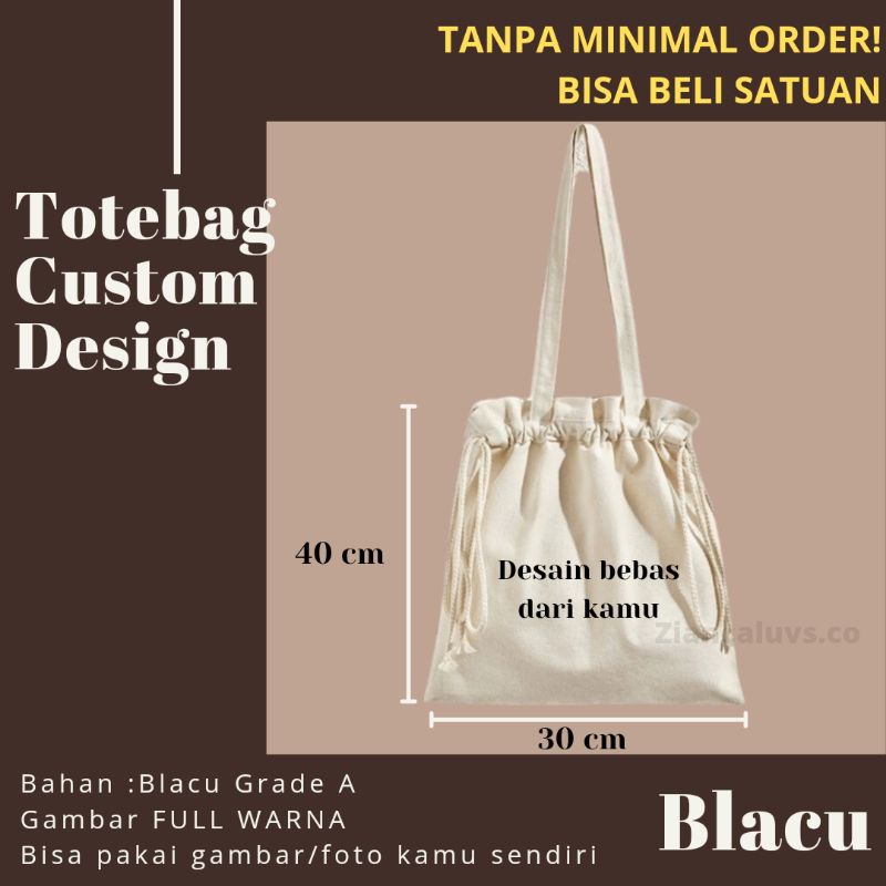 Totebag Custom Serut Blacu Satuan (30×40cm)