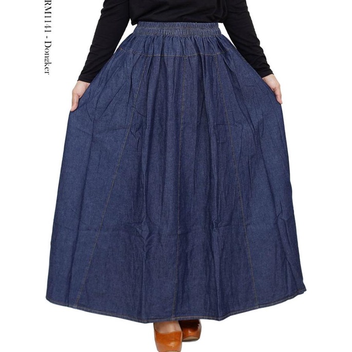 Rok Panjang Jeans Payung Jumbo - Rok Jumbo Jeans - Rok Payung - SH07