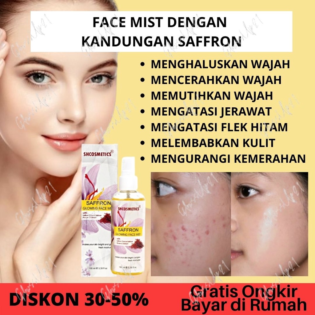 SAFRON FACE MIST SAFFRON GLOWING FACE MIST BPOM 100ml SH PENCERAH WAJAH PENGHILANG BEKAS JERAWAT