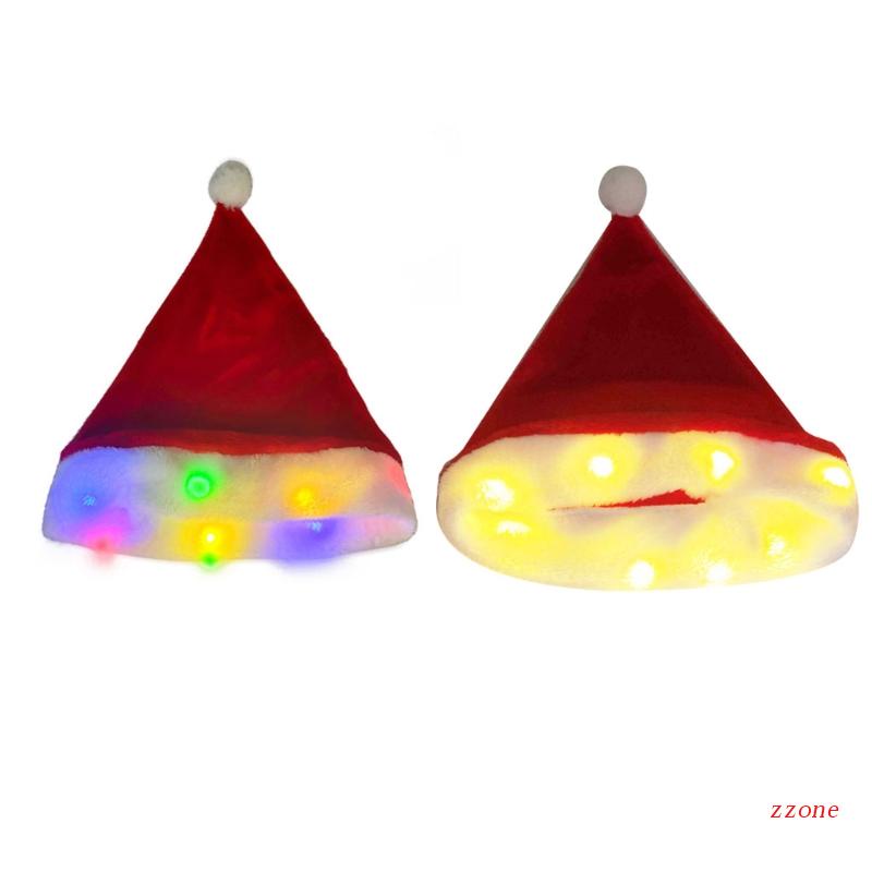 Topi Santa Dengan Lampu Led Untuk Dekorasi Pesta Natal