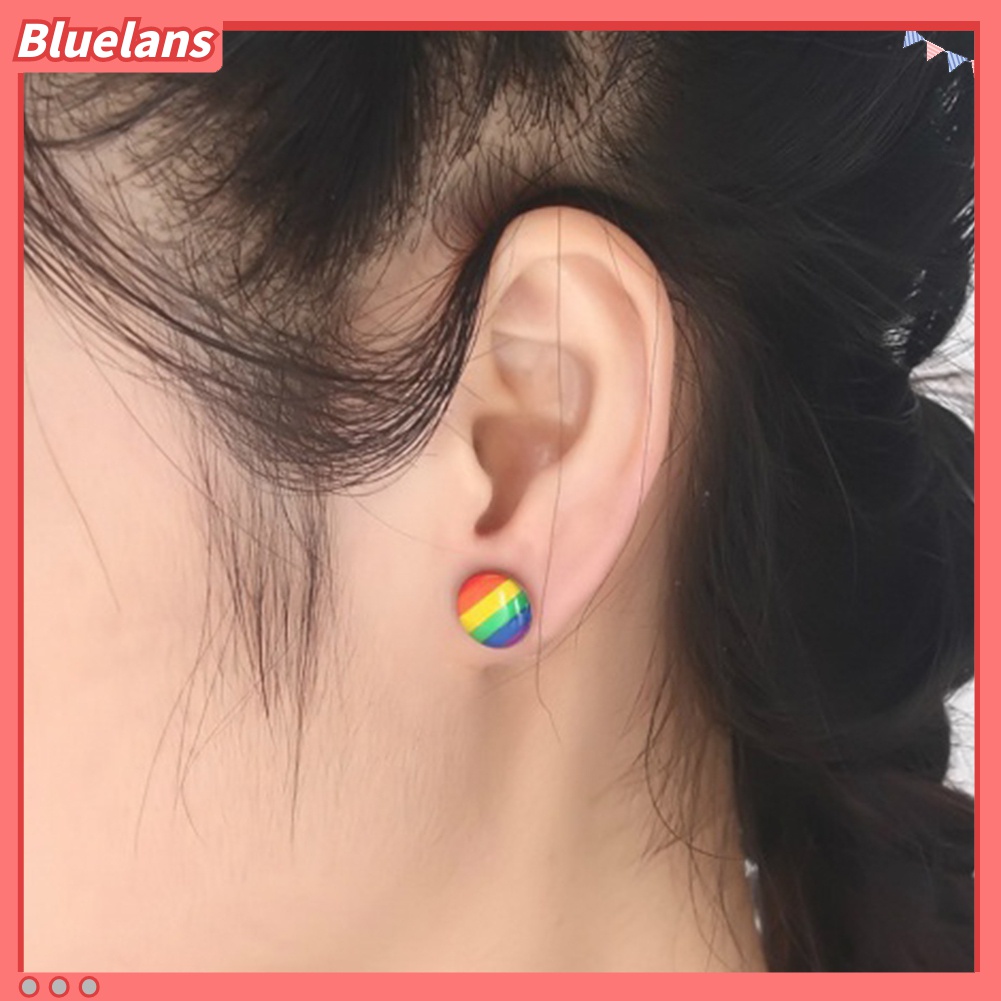 Anting Stud Bentuk Bulat Warna Pelangi Untuk Wanita