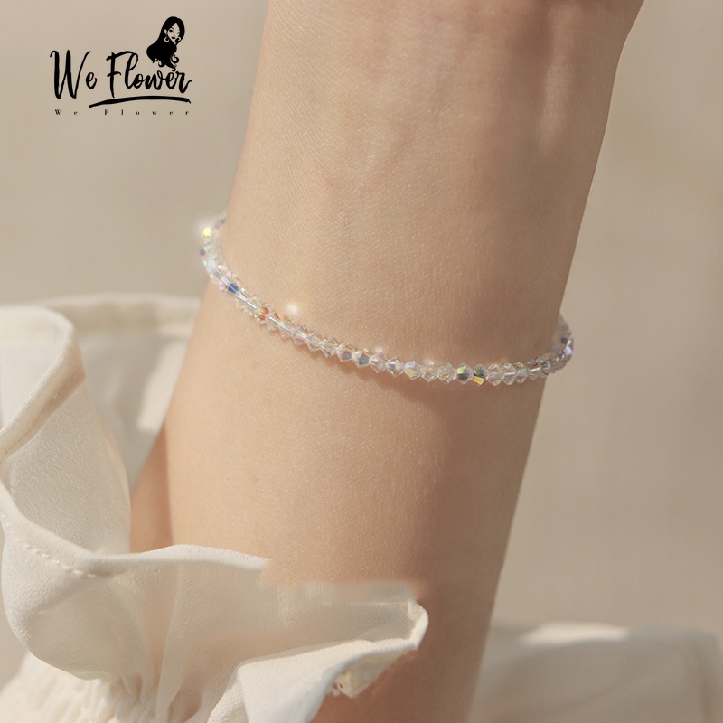 We Flower Gelang Tangan Rantai Manik-Manik Kristal Zircon Adjustable Untuk Wanita