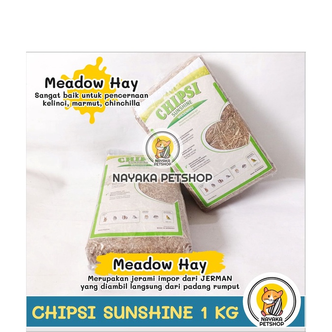 Chipsi Sunshine Compact 1 kg Meadow Hay Rumput Kering Makanan Kelinci Rabbit Pakan Chinchilla Cemilan Marmut Food Grass Guinea Pig